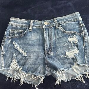 SHEIN Blue Distressed Jean Shorts